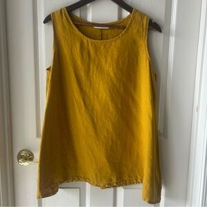 bryn Walker Linen Golden Yellow Sleeveless Tank Top